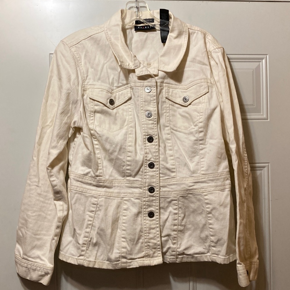 Women's‎ Cream Denim Jacket L